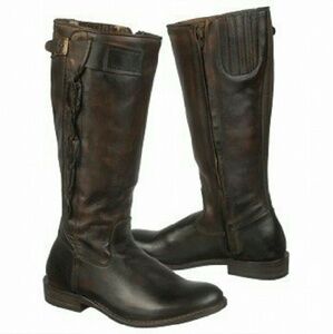 🇺🇦 We The Free People Dark Chocolate Brown Leather Campus Knee Boots New Box